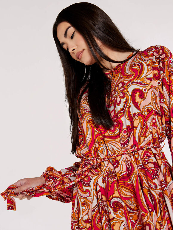 Swirl Flute  Mini Dress, Pink, large