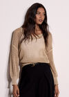 Gold Shimmer Open Knit Jumper, Gold, large