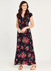 Floral Bunches Smock Maxi Dress, Navy, large