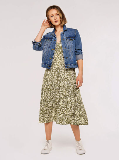 Daisy Print Tiered Midi Dress