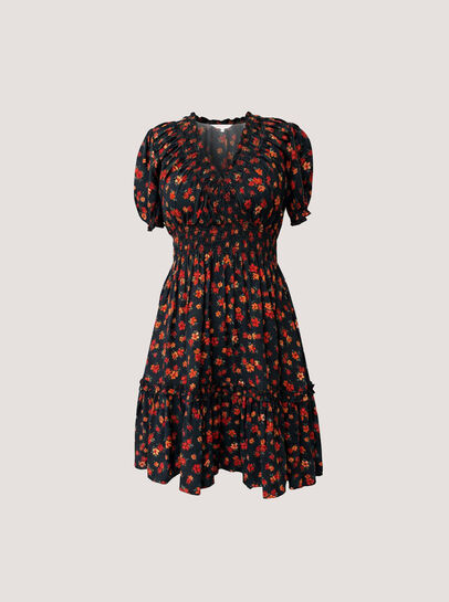 Floral Print Smocked Mini Dress