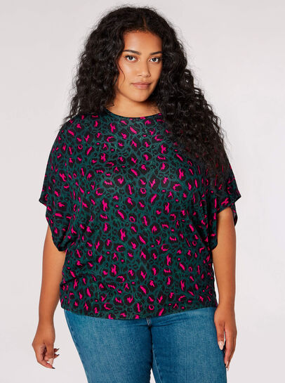 Curve Brushed Cheetah Batwing Top