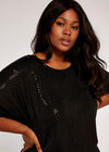Curve Mini Sequin Batwing Top, Black, large