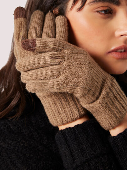 Ribbed Knit Touch Screen Gloves