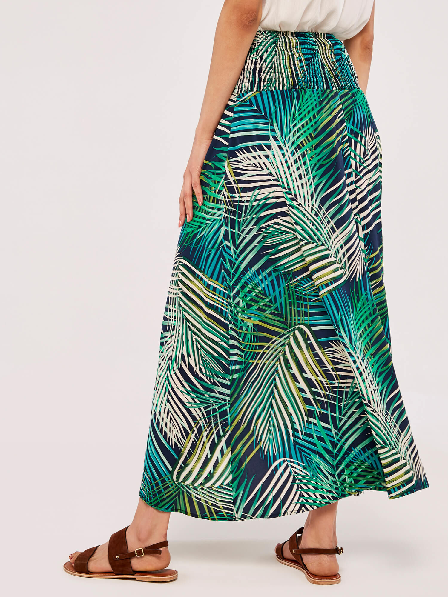 Tropical Leaf Wrap Skirt Apricot Clothing