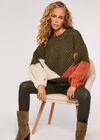 Colourblock Chunky Knit Jumper, Khaki, large