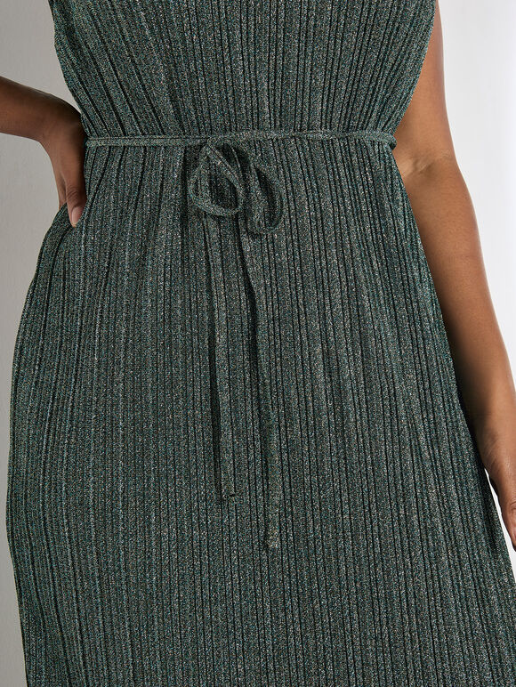 Curve Sparkle Plisse Midi Dress, Aqua - Turquoise, large