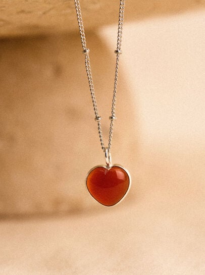 Silver Tone Heart Pendant Necklace