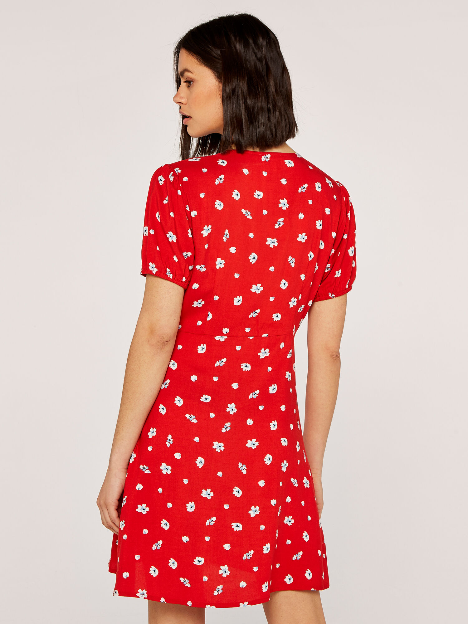 red floral button down