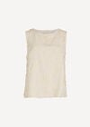 Embroidered Floral Linen Blend Shell Top, Stone, large