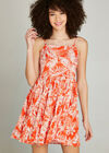 Orange Sketched Palm Lapis Cami Dress, Orange, large