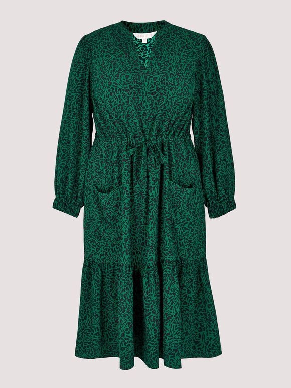 Curve Animal Print Midaxi Dress, Green, large