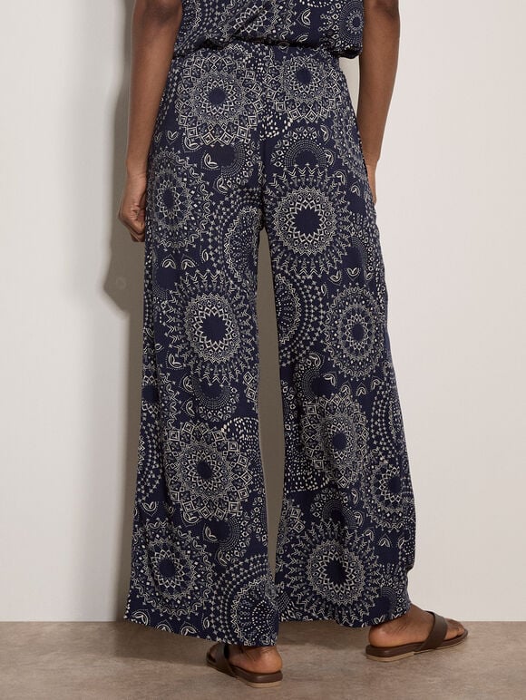 Kaleidoscope Long Woven Trousers, Navy, large