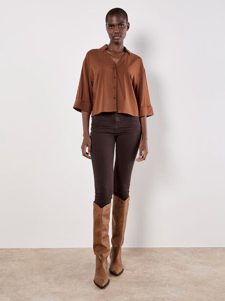 Open Collar Boxy Shirt