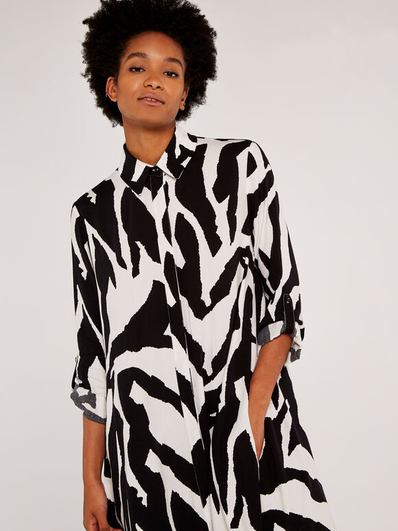 Zebra Oversized Dress, White, large