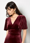 Empire Waist Velvet Mini Dress, Burgundy, large