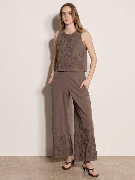 Embroidered Cotton Shell Top