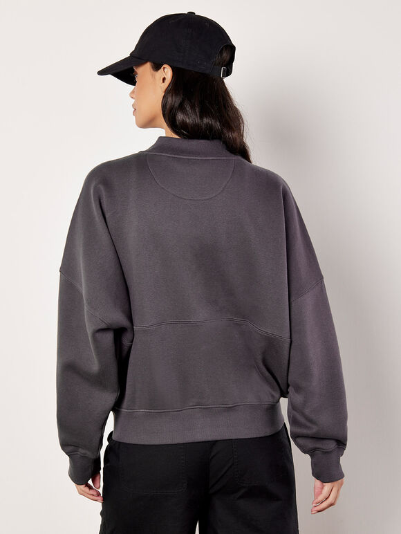 Sweatshirt Bomber Jacket, Grey, large