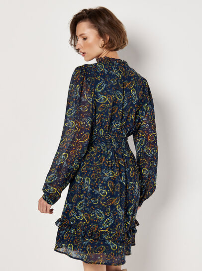 Paisley Ruffle Mini Dress 