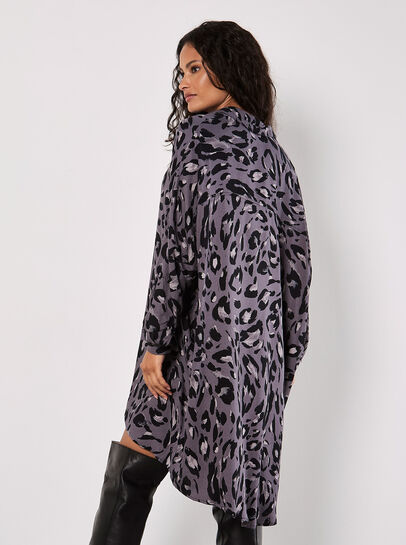 Cheetah Oversized Shirt Mini Dress