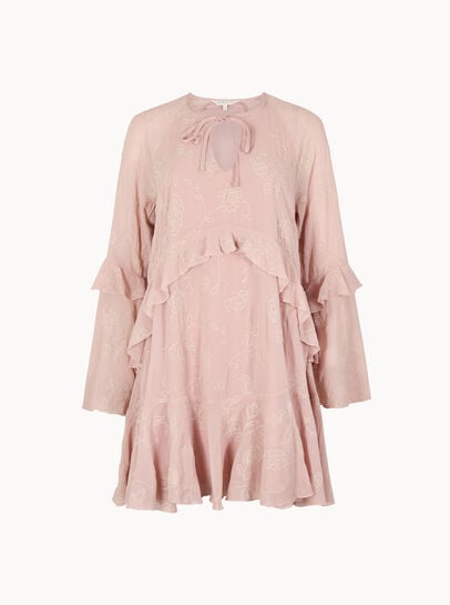 Chiffon Floral Embroidered Mini Dress