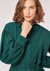 Volume Sleeve Shirt Mini Dress, Green, large
