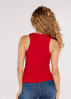 Halterneck Fitted Top, Red, large