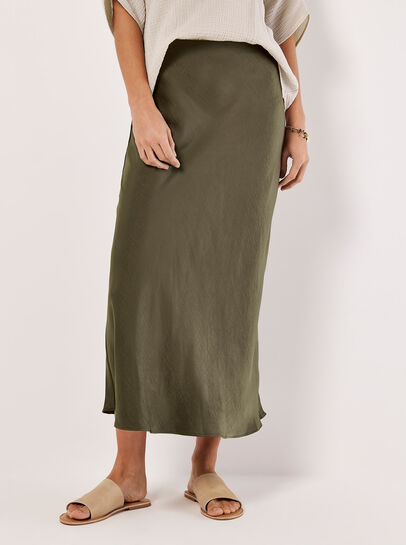 Satin Bias Midi Skirt