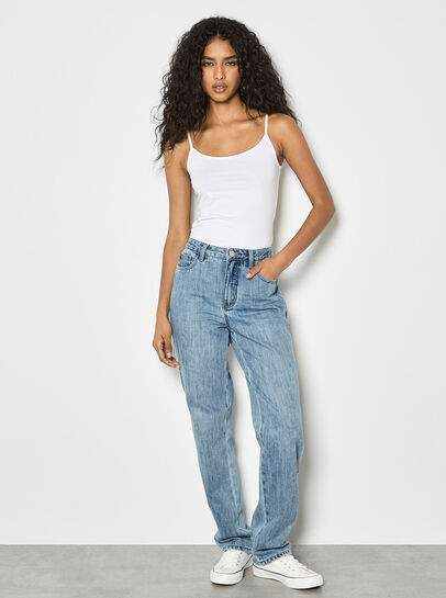 Emily Contrast Seam Straight Leg Jeans