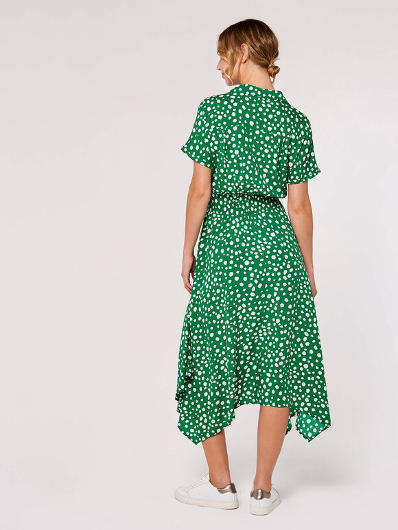 Dot Smock Midi Dress, Green, large