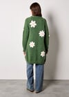 3D Daisy Chunky Knit Cardigan, Green, large