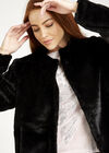 Faux Fur Two Pocket Coat, Black, large