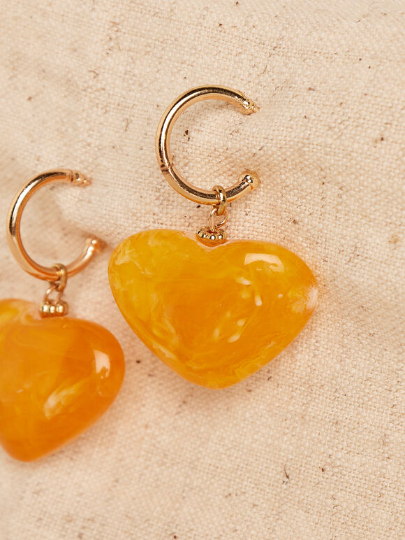 Boucles d'oreilles créoles dorées en forme de cœur, jaune, grande