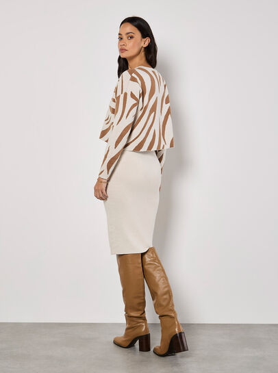 Zebra Jumper Knitted Midi Dress Set