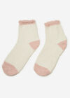 Soft Colourblock Trim Cosy Socks, Cream, large