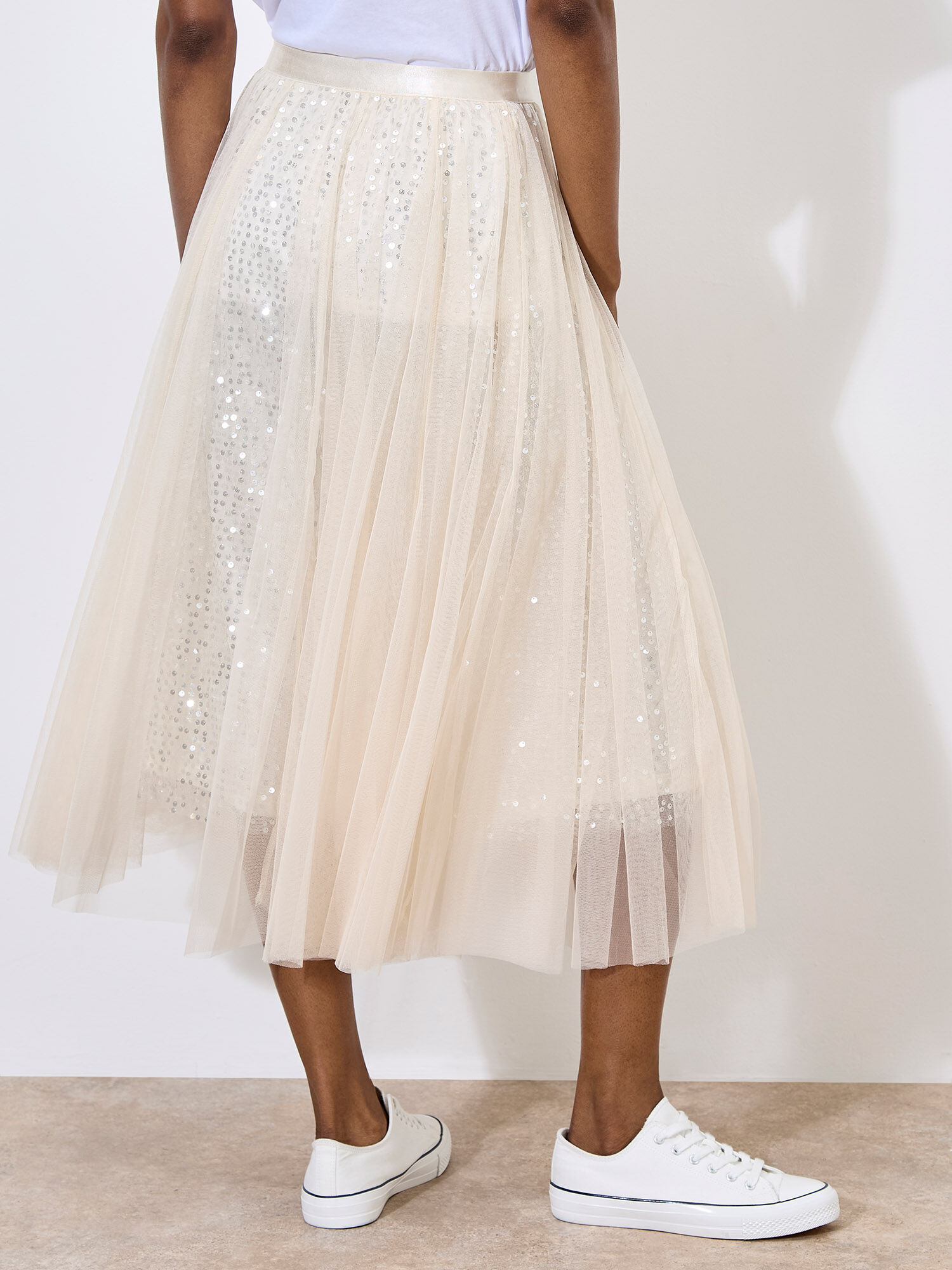 Sequin Tulle Midaxi Skirt | Apricot Clothing