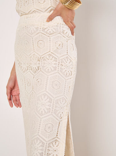 Crochet Lace Side Split Maxi Skirt