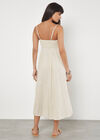 Linen Blend Camisole Midi Dress, Stone, large