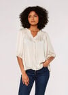 Satin Smock Detail Blouse, Stone, large