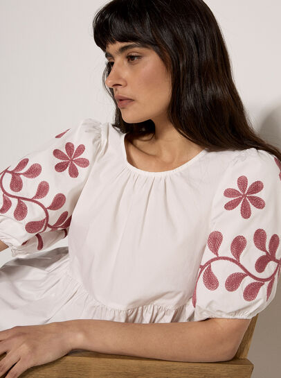 Floral Embroidered Peplum Top