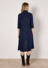 Cheetah Print Oversized Shirt Mini Dress, Navy, large