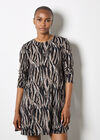 Zebra Knit Swing Mini Dress, Stone, large