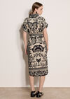 Floral Pineapple Cotton Shirt Midi Dress, Stone, large