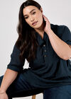 Slub Shimmer Relaxed Blouse, Navy, large