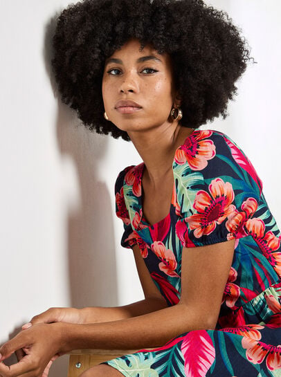 Tropical Floral Mini Dress