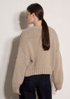 Mushroom Appliqu&eacute; Chunky Knit Cardigan, Brown, large
