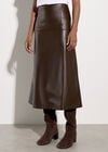 Faux Leather Midaxi Skirt, Brown, large