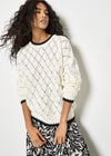 Pointelle Knit Blanket Stitch Jumper, White, large