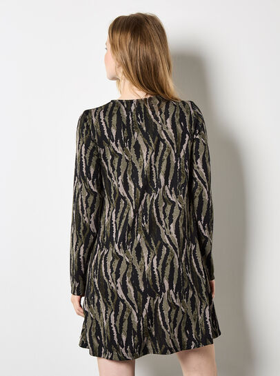 Zebra Knit Swing Mini Dress
