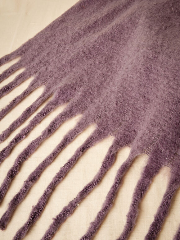 Soft Boucle Tassel Scarf, Purple, large